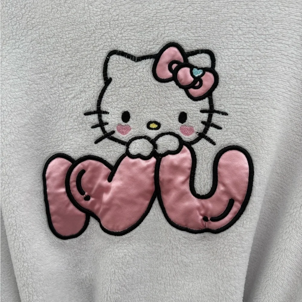 Hello Kitty White Plush Robe with Pink Trim & Belt Size XL